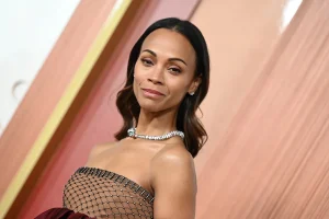 Zoe Saldana Stuns in Daring Saint Laurent Gown at Premiere