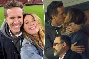 ryan reynolds and blake lively share romantic soccer kiss amid drama